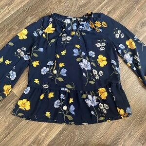 Old Navy Peplum Blouse in Blue and Yellow